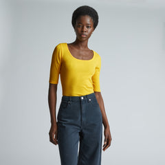 womens-pima-micro-rib-scoop-neck-yellow | primary