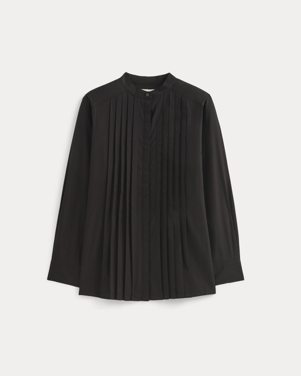 womens-pleated-shirt-in-silky-cotton-black | alt