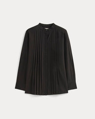 womens-pleated-shirt-in-silky-cotton-black | alt