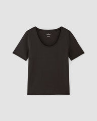 womens-supima-form-scoop-neck-tee-black | alt