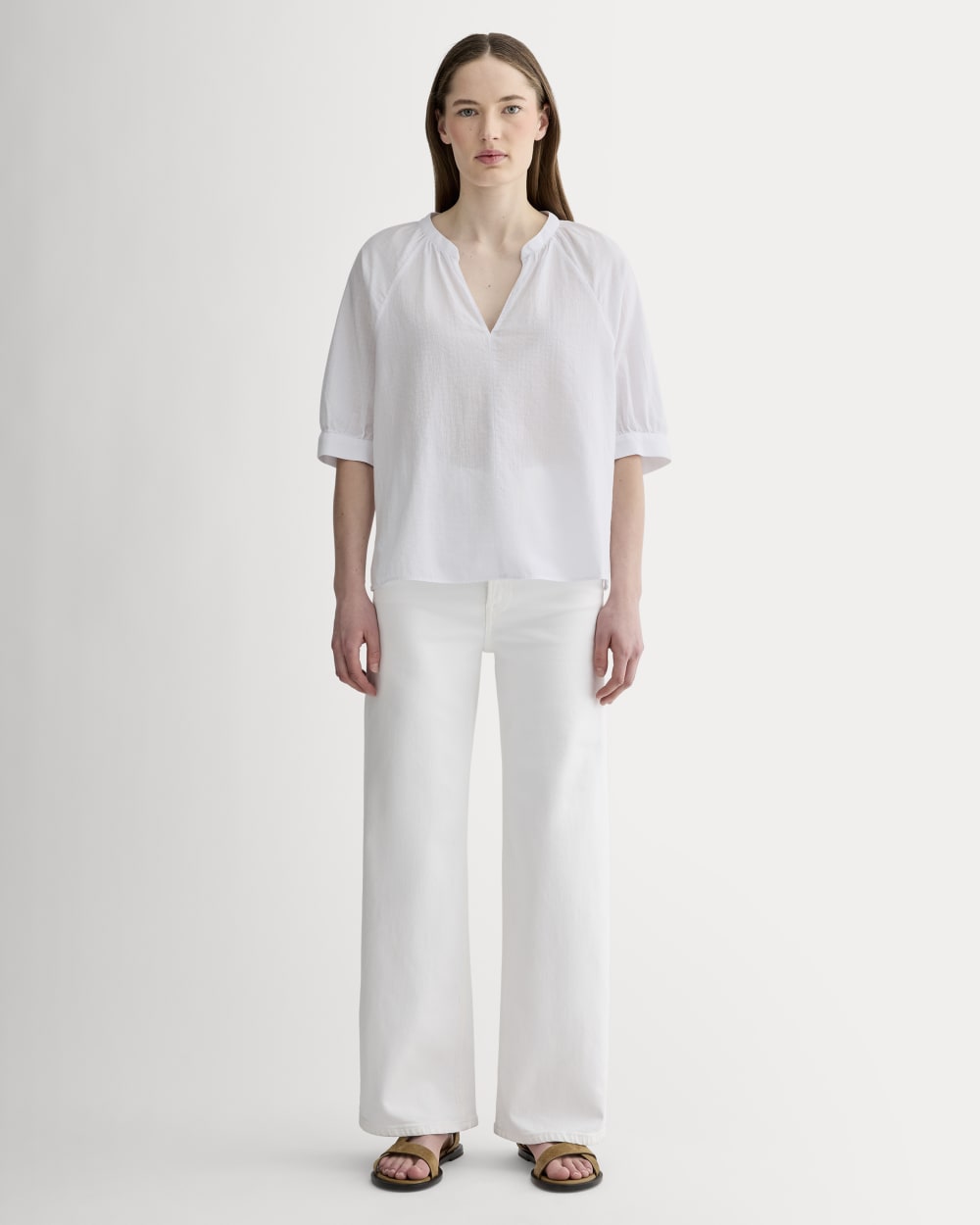 womens-gauze-gathered-top-white