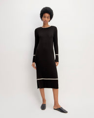 womens-cotton-wide-rib-midi-dress-black | primary