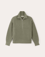 womens-cotton-half-zip-sweater-sage-green | alt