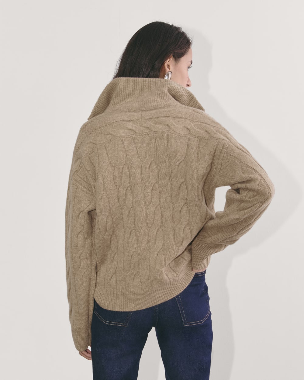 womens-felted-merino-cable-half-zip-oat-melange