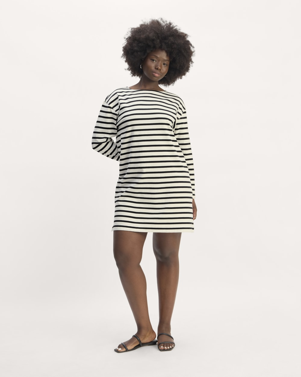 womens-organic-cotton-striped-tee-dress-bone-black