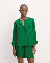 womens-linen-popover-shirt-grass-green | primary