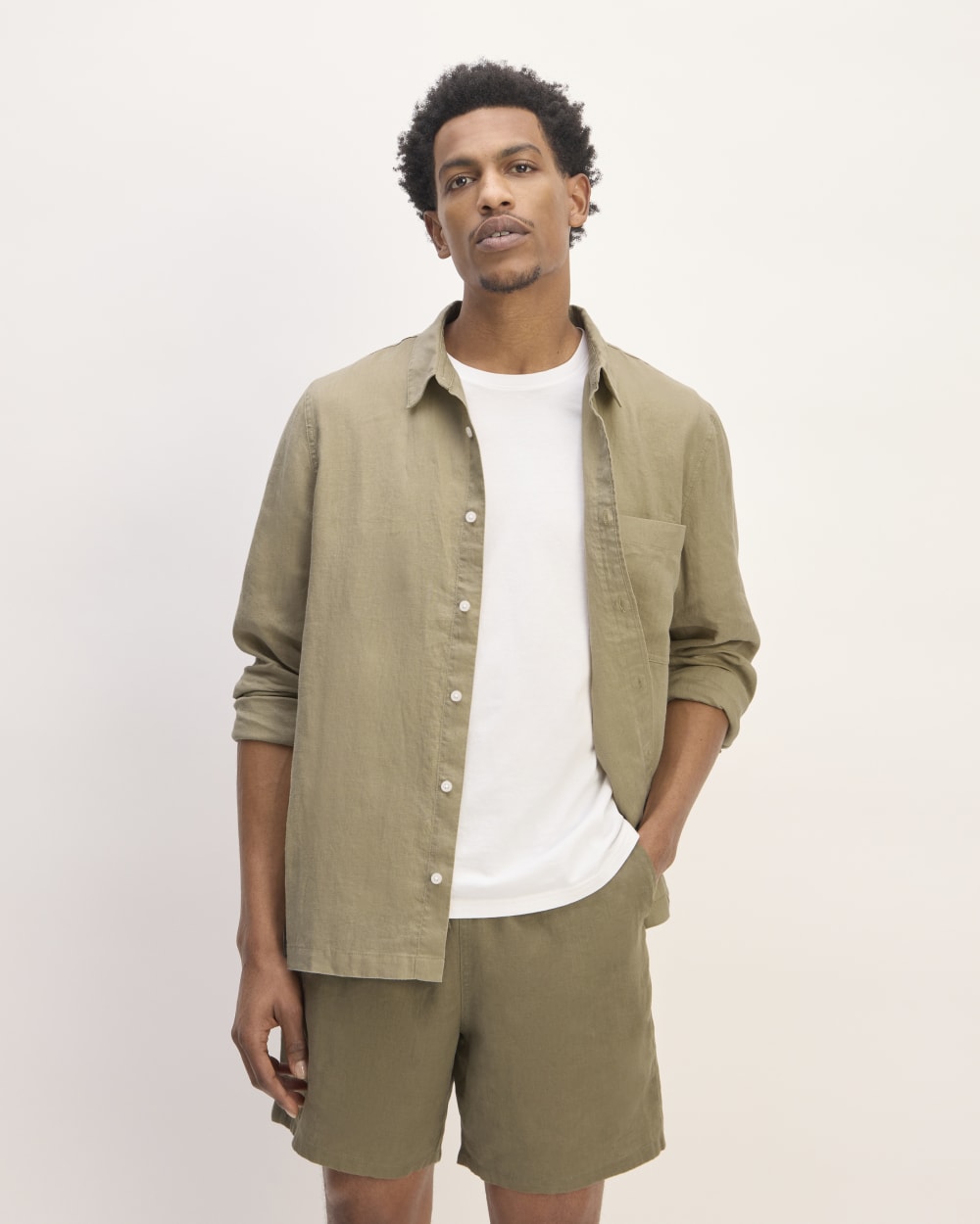 mens-linen-straight-hem-shirt-trench-coat-khaki | primary