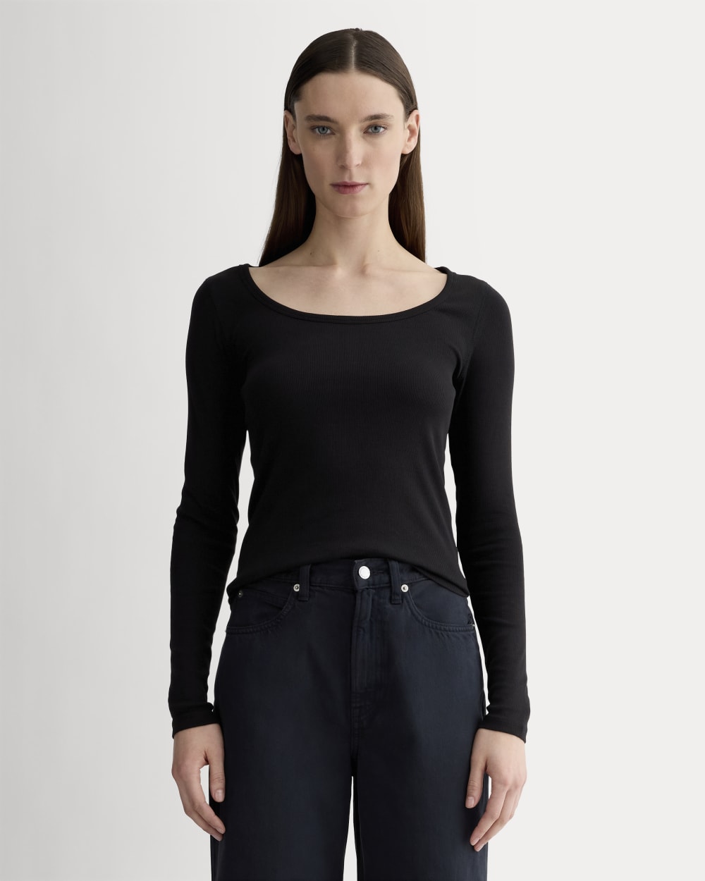 womens-pima-micro-rib-long-sleeve-tee-black | primary