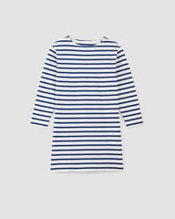 womens-organic-cotton-striped-tee-dress-bone-mazarine-blue | alt