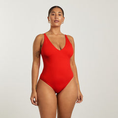 womens-v-neck-one-piece-red | primary