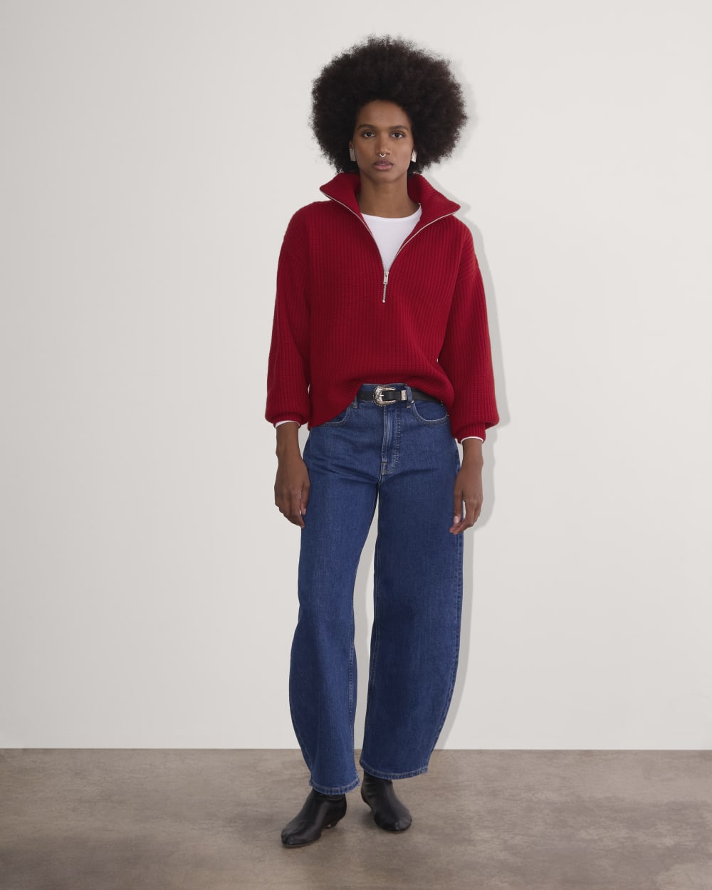 womens-felted-merino-halfzip-sweater-berry-red