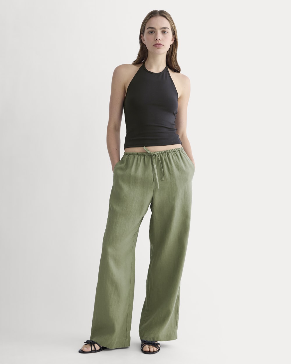 womens-drawstring-pant-in-linen-lichen-green | primary