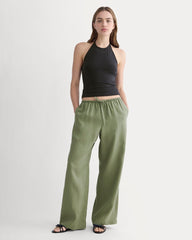 womens-drawstring-pant-in-linen-lichen-green | primary