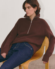 womens-cotton-half-zip-sweater-dark-mahogany