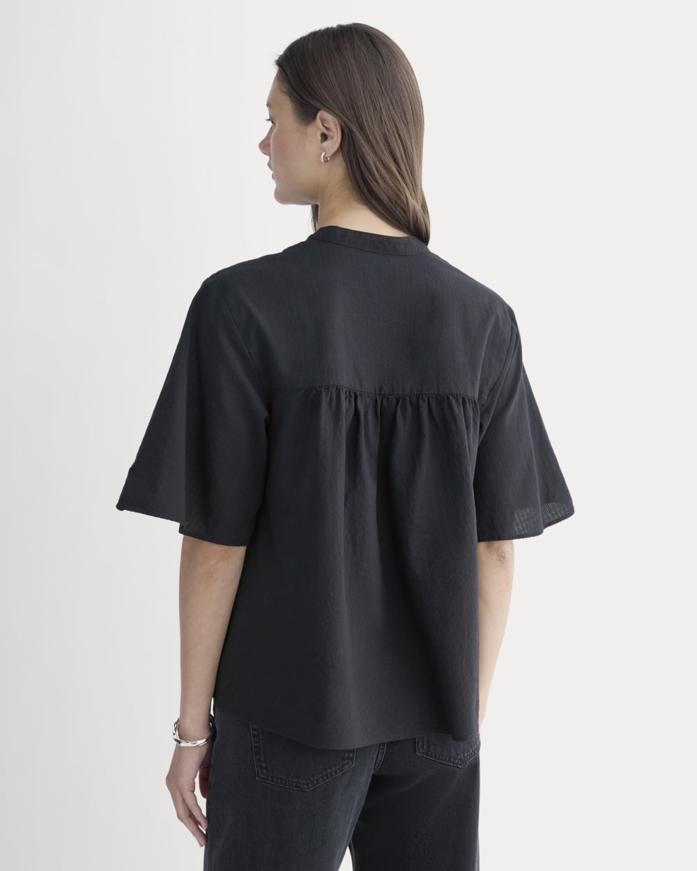 womens-gauze-tie-front-shirt-black