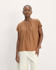 womens-viscose-gathered-neck-top-carob-brown