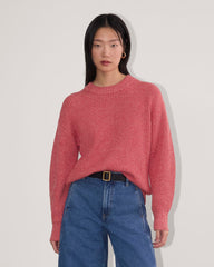 womens-cotton-oversized-cocoon-sweater-pink-peony-red | primary