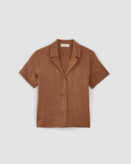 womens-linen-notch-ss-shirt-carob-brown | alt