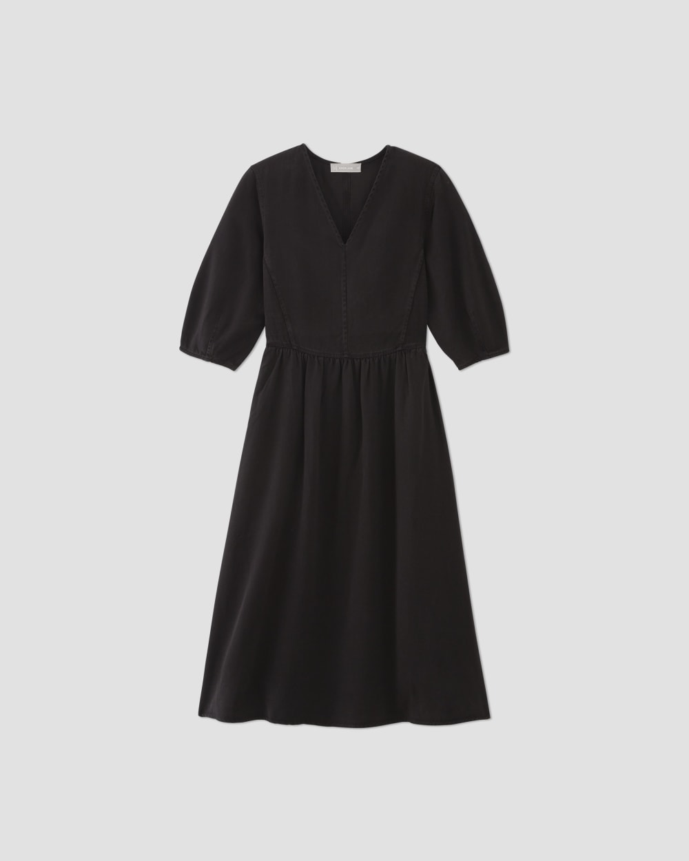 womens-tencel-puff-sleeve-dress-black | alt