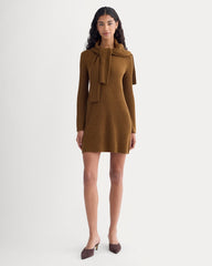 womens-cashmere-long-sleeve-mini-dress-heathered-toffee | primary