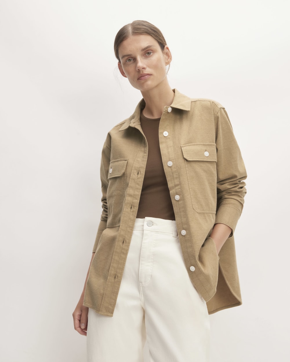 womens-cotton-flannel-shirt-heathered-dark-khaki | primary