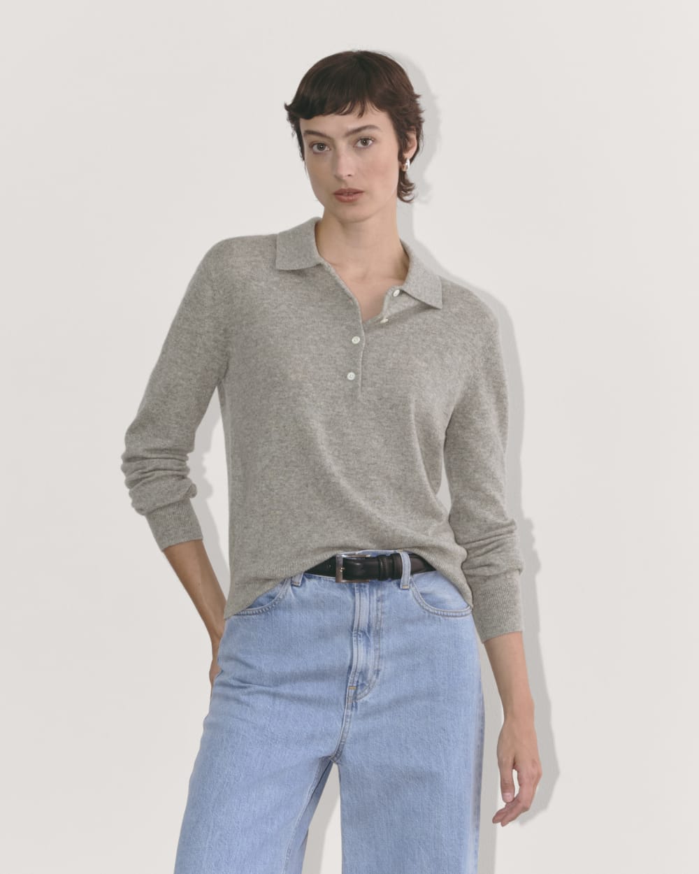 womens-cashmere-classic-sweater-polo-heather-grey | primary