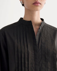 womens-pleated-shirt-in-silky-cotton-black