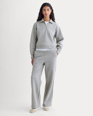 womens-luxe-fleece-zip-polo-vintage-heather-grey