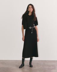 womens-cotton-blend-ribbed-sweater-dress-black | primary