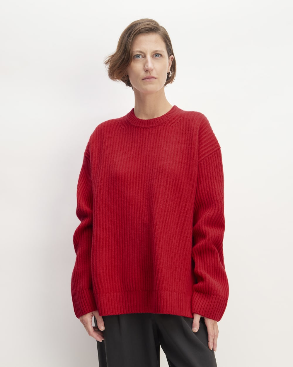 womens-felted-merino-oversized-crewneck-classic-red | primary
