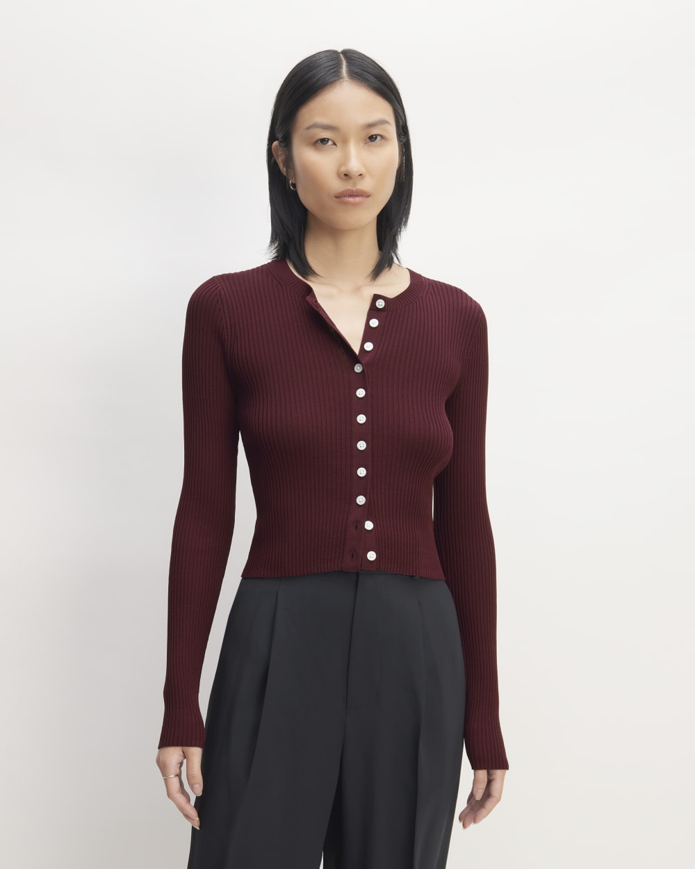 womens-ribbed-cropped-cardigan-burgundy | primary