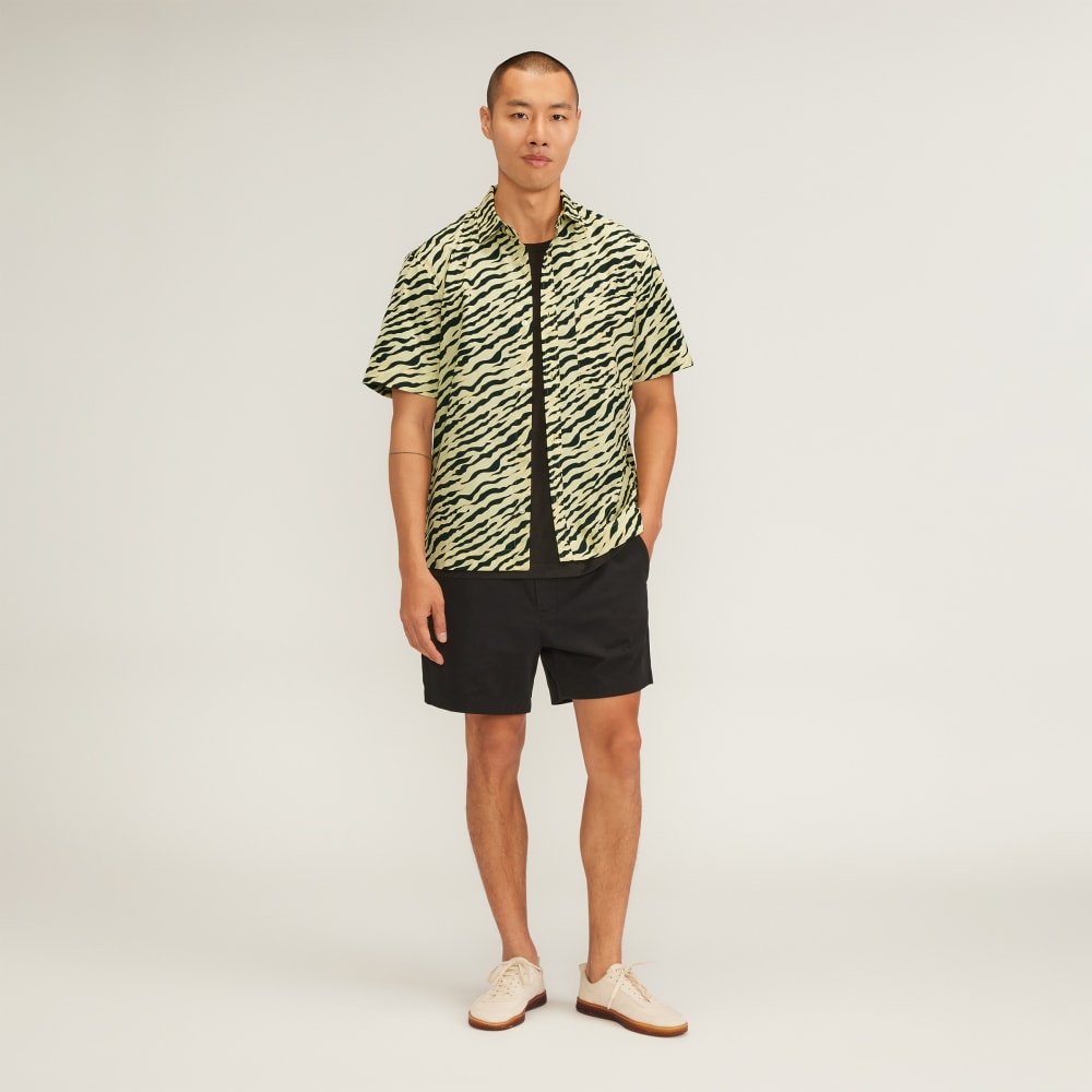 mens-poplin-short-sleeve-shirt-pale-yellow-tiger-stripe