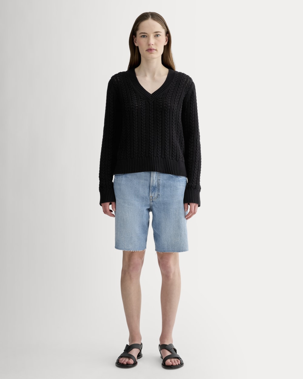 womens-mesh-cable-v-neck-everyday-cotton-black