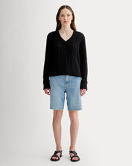 womens-mesh-cable-v-neck-everyday-cotton-black