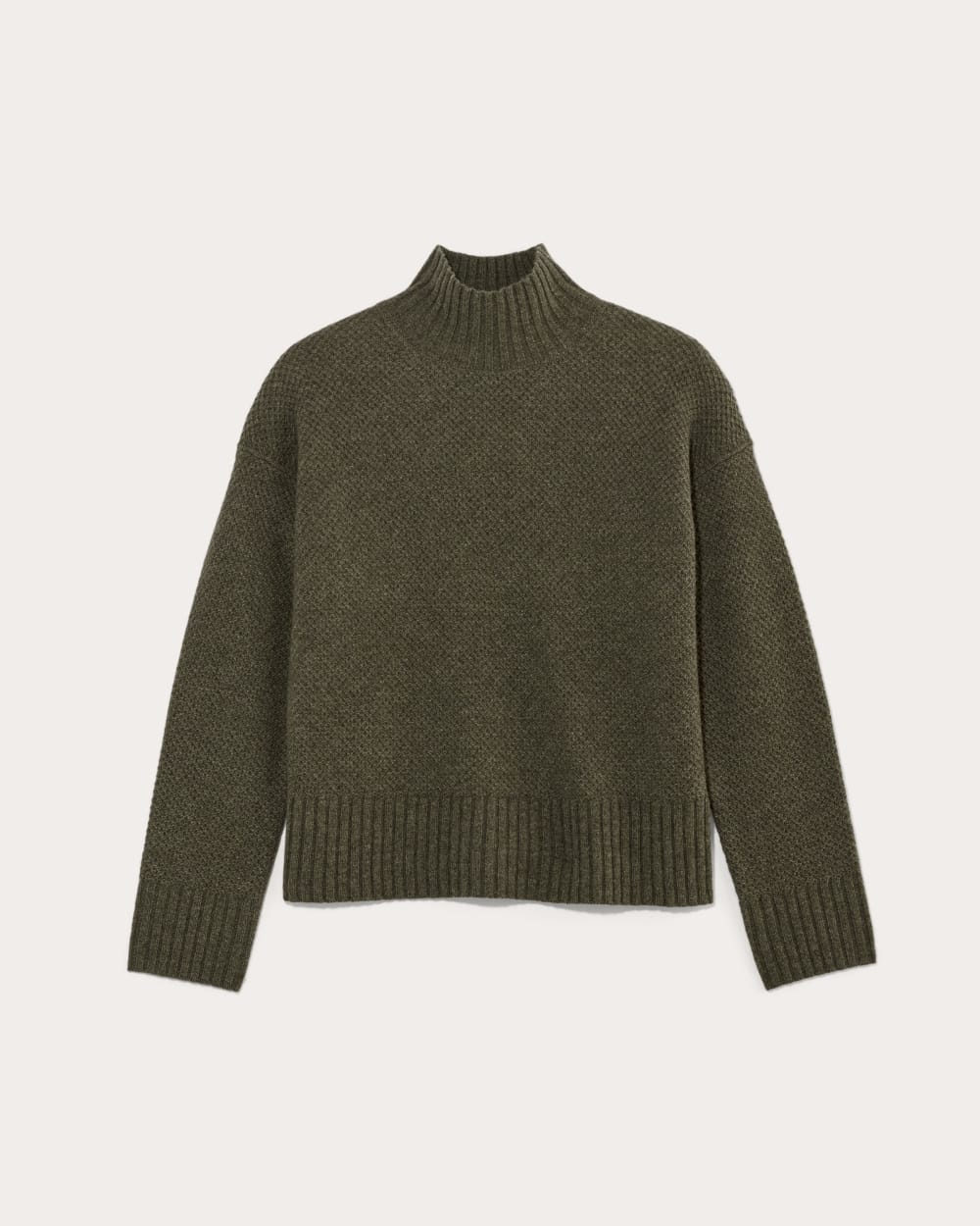 womens-wool-cashmere-honeycomb-sweater-heathered-army-green | alt