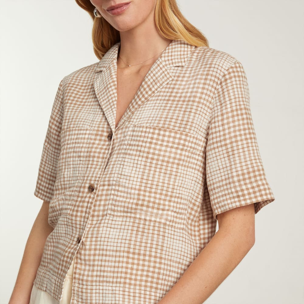 womens-linen-workwear-shirt-coffee-grid