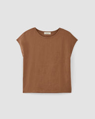 womens-linen-short-sleeve-crew-tee-carob-brown | alt