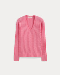 womens-cable-v-neck-in-cotton-cashmere-deep-pink | alt