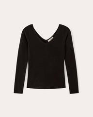 womens-merino-off-shoulder-sweater-top-black | alt