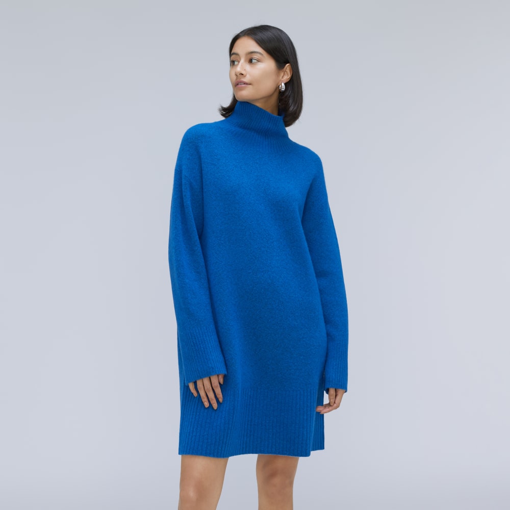 womens-cozy-stretch-turtleneck-dress-heathered-lapis-blue | primary