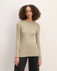 womens-cotton-rib-crew-trench-coat-khaki | primary