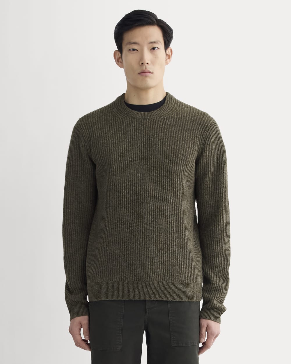 mens-fisherman-crew-wool-cash-hthr-army-green | primary