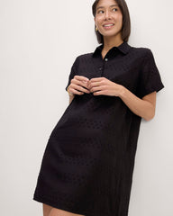 womens-linen-eyelet-shirtdress-black-eyelet | primary