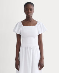 womens-gauze-smocked-top-white | primary