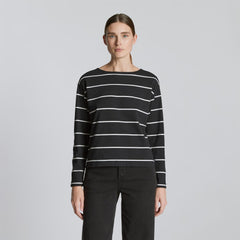 womens-modern-breton-tee-black-canvas-tan | primary
