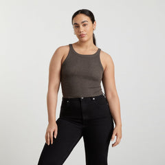 womens-cropped-pima-rib-tank-hthr-fatigue | primary