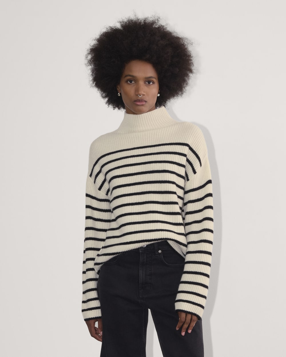 womens-wool-cashmere-fisherman-sweater-bone-black-stripe | primary