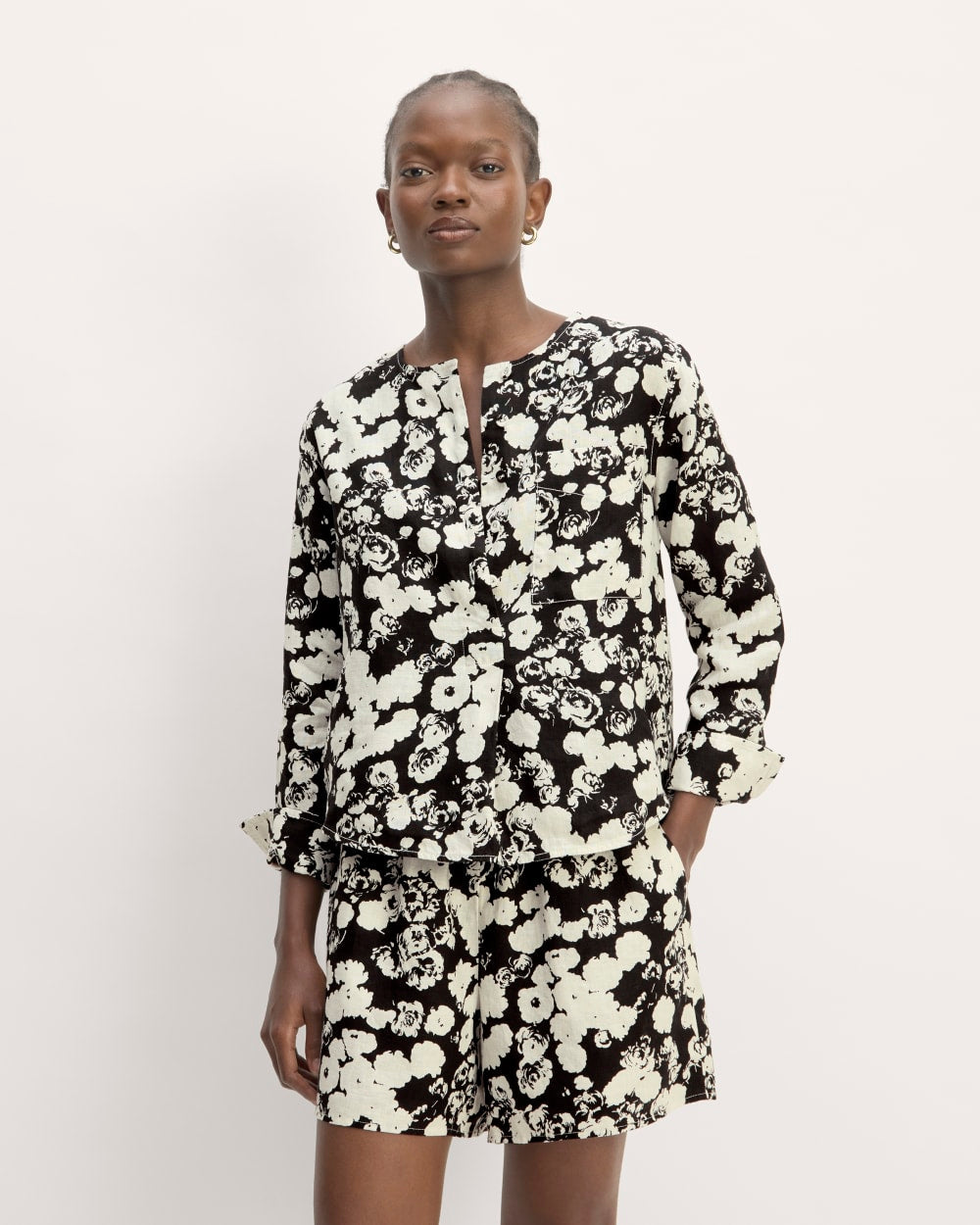 womens-linen-popover-shirt-black-bone-floral | primary