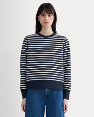 womens-french-terry-relaxed-crewneck-navy-bone | primary