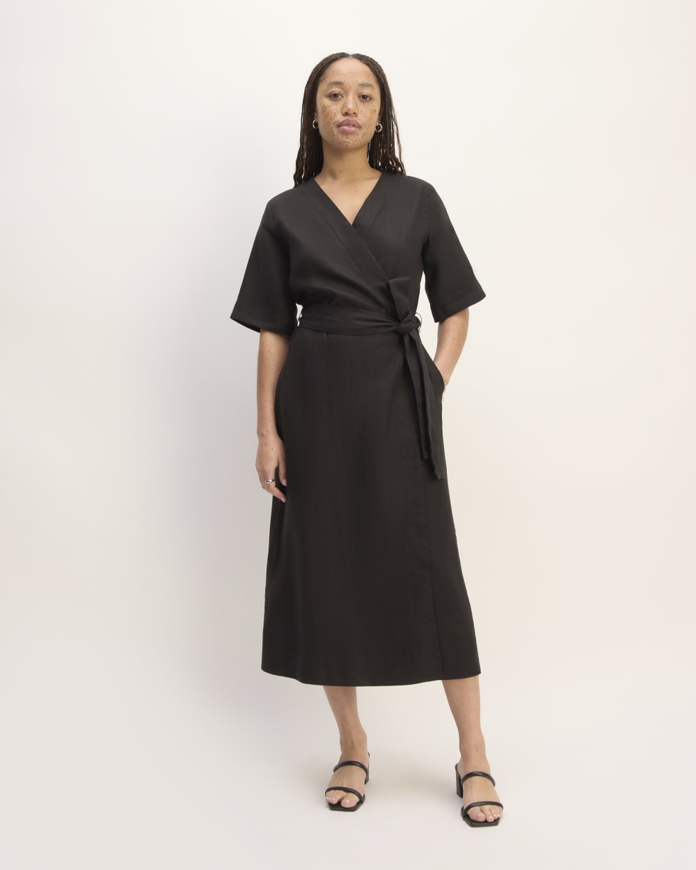 womens-short-sleeve-wrap-dress-black | primary